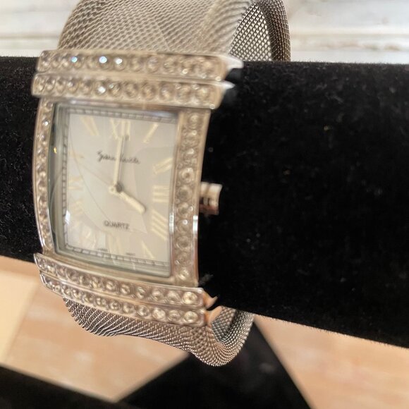 Vintage Susan Lucci Rhinestone Mesh Cuff Bracelet Watch/Analog - Picture 9 of 12